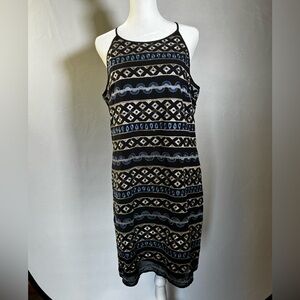 Black & Blue Patterned Halter Women's Dress Size 10
